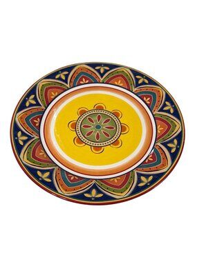 Pier1 Mexicali Ironstone 11" Dinner Plate Vibrant Multicolor Pattern